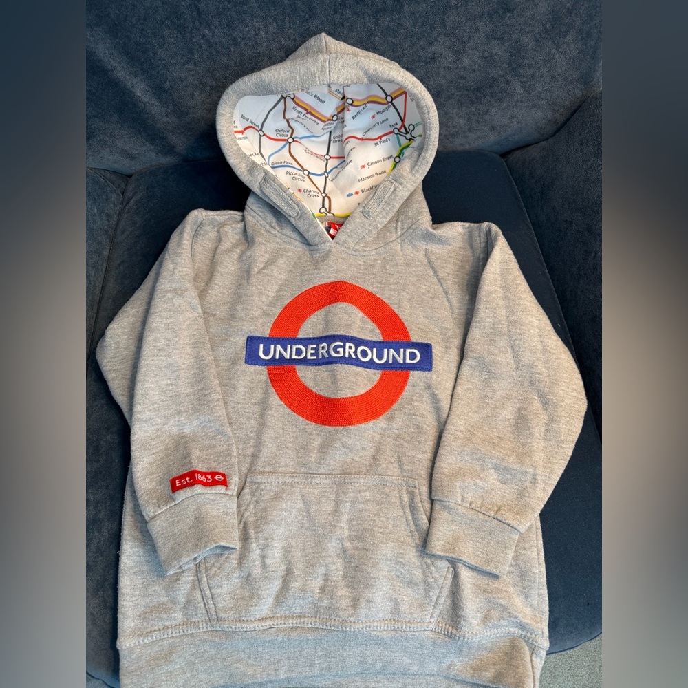 Gray Underground Hoodie with Map Lining
